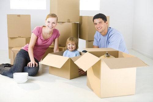 Office removals planning in Edgware with packed boxes and workspace setup