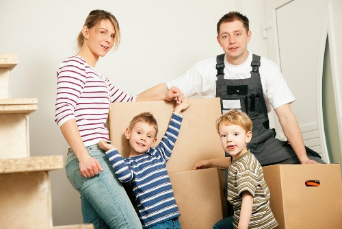 Removal van loaded with furniture and boxes for a UK move