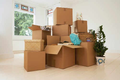Packed household items ready for relocation in Edgware